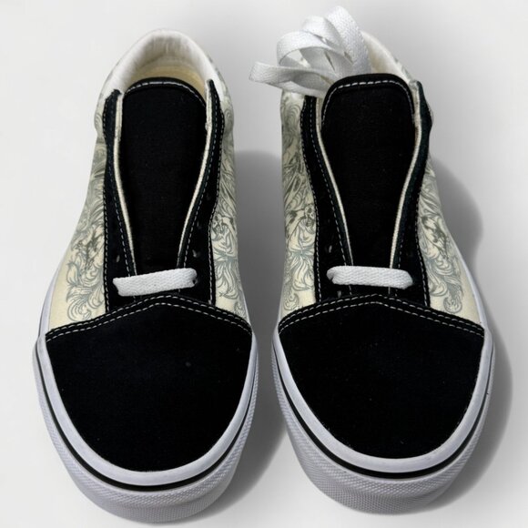 Vans Raven Skull Old Skool VN000D3HBMW Suede Black True White Size W7/M5.5 - Picture 4 of 11